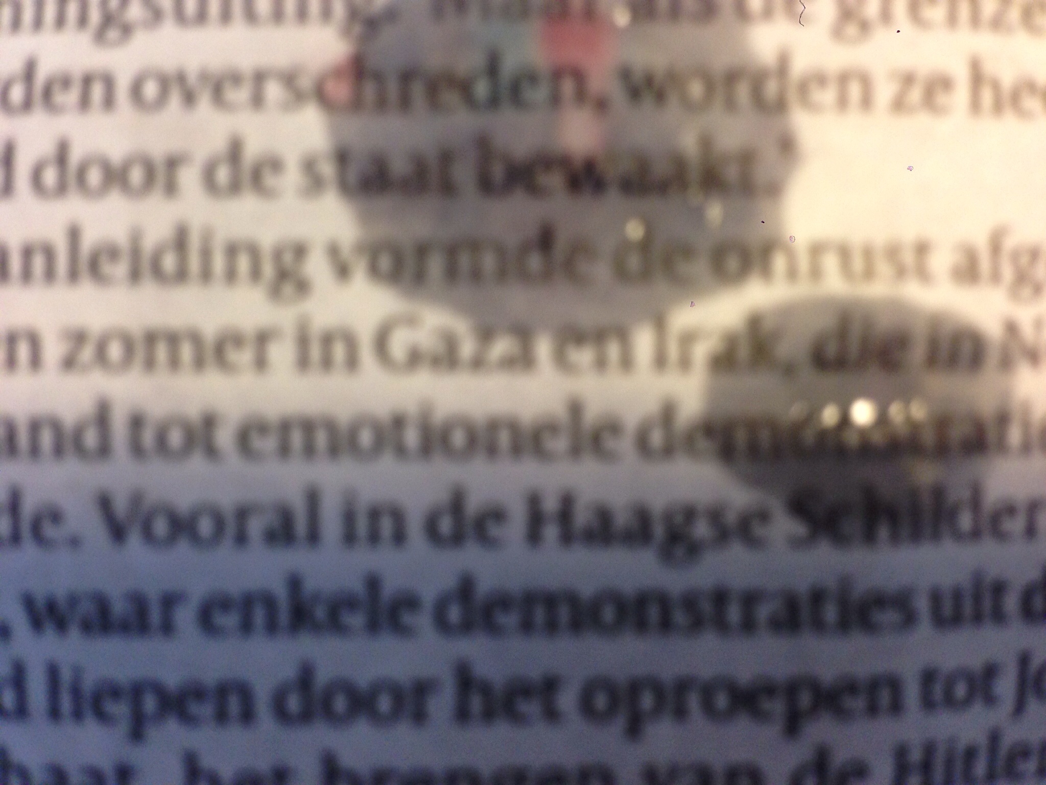 Fragment krant - tekst Gaza en Schilderswijk